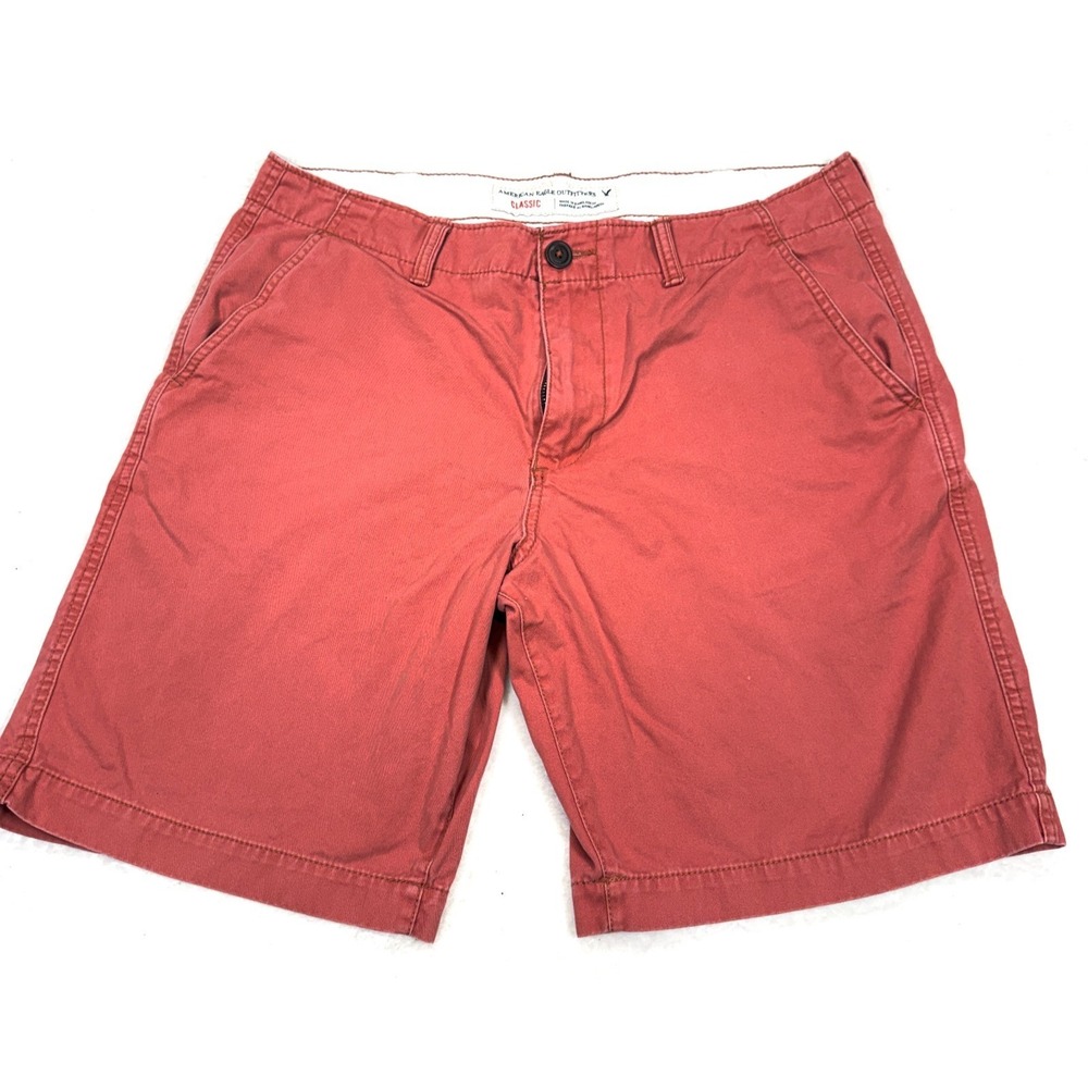 American Eagle Chino Shorts Mens Size 36 Rust Cotton Twill 9" Inseam Classic Fit